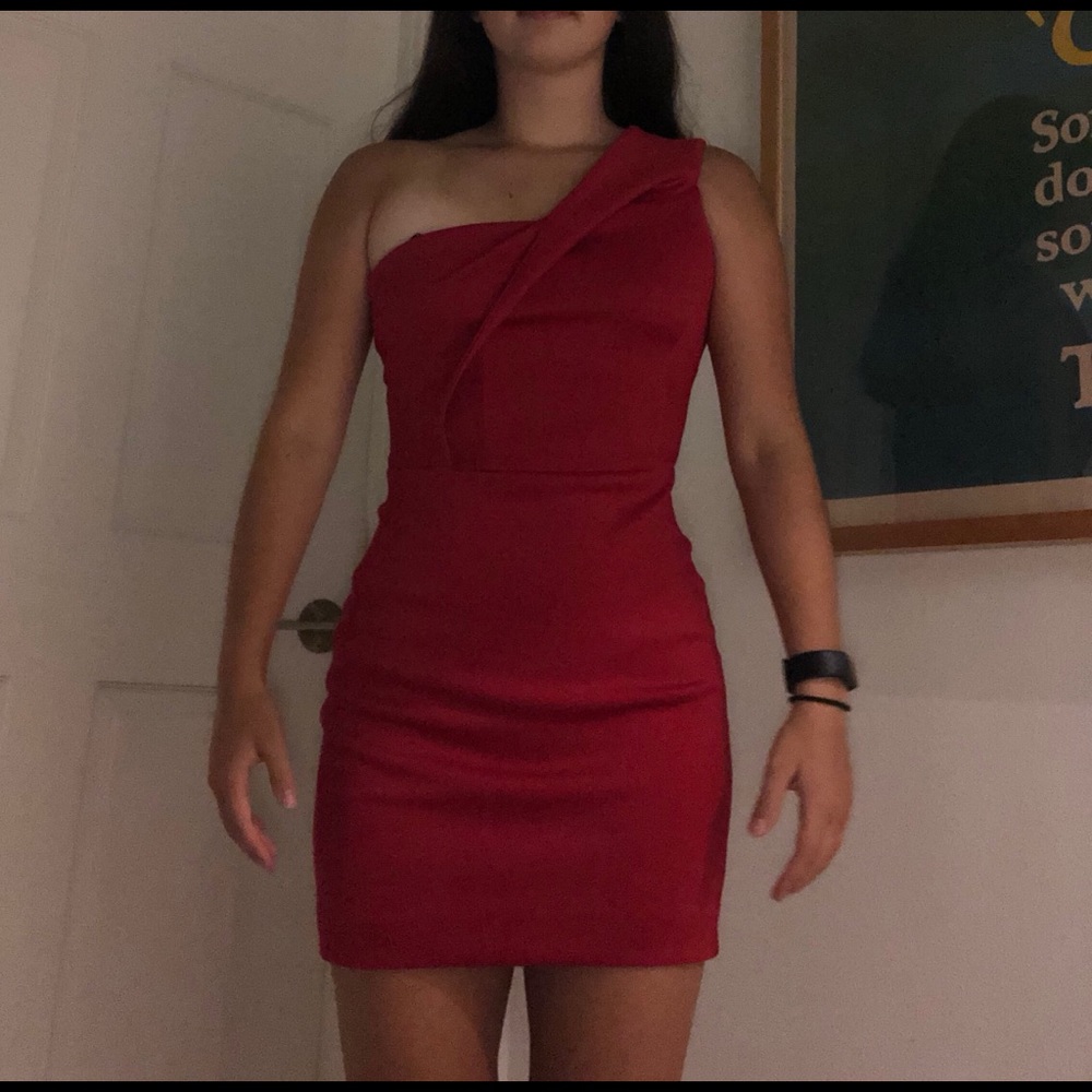 Black halo one shoulder mini dress - Picture 2 of 3
